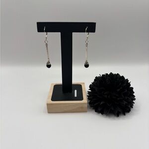 Elegant 925 Silver Black Drop Earrings